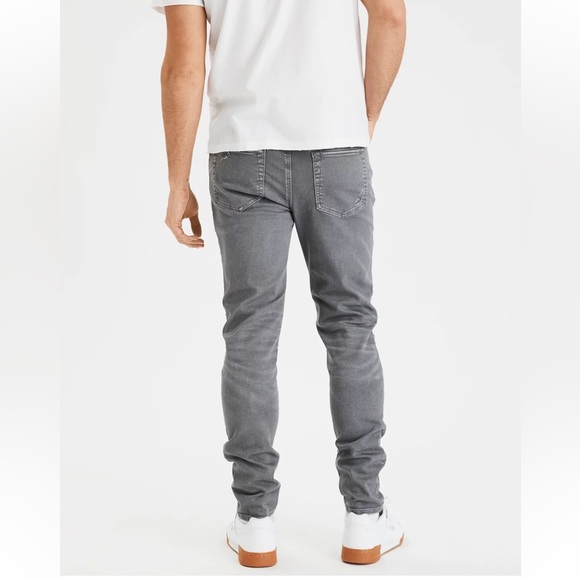 American Eagle Gray Slim Distressed Denim Jean 29x34 Grunge Goth Punk Streetwear - Picture 3 of 13